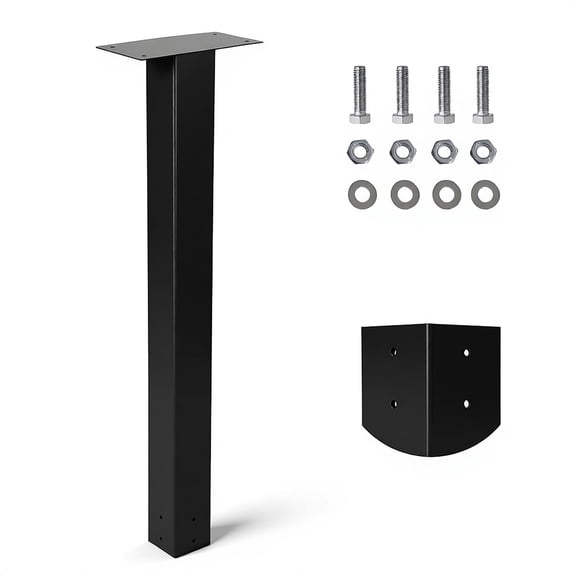 43 Inch Galvanized Steel Mailbox, Black In-ground Mount for Standard Mailboxes
