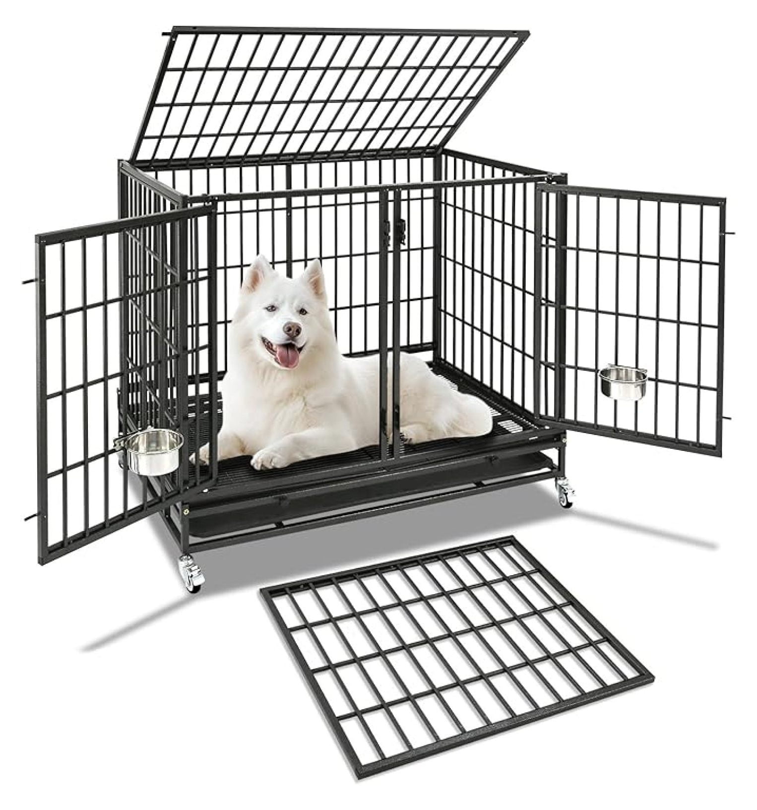 Photo inspiration: Puppy Proof Dog Crate With Waterproof Tray Reference: 43 Inch Heavy Duty Dog Crate With Divider For Large