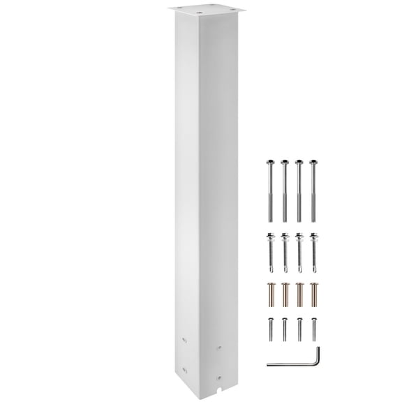 43 Inch High White Powder Coated Mailbox Post Kit Q235 Steel Surface Mount Stand for Sidewalk and Street Curbside Universal Outdoor Mailbox Post