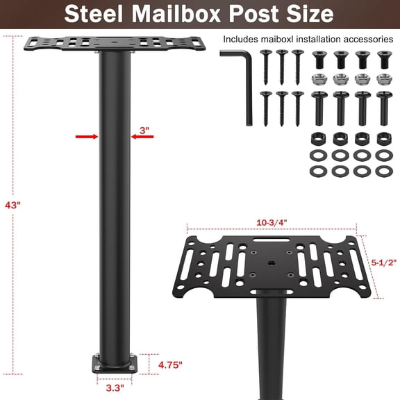 43 Inch Mailbox Post with Mounting Bracket Heavy Duty In-Ground Post for Outdoor Mailboxes Compatible with Mail  Architectural Gibraltar