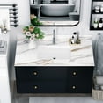 thumbnail image 1 of Montary 43" Carrara Marble Vanity Top w/ Undermount Sink & 4" Backsplash - Pre-Drilled Faucet Holes for Bathroom (White Veins), 1 of 7