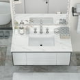 43 Inch Marble Vanity Top, White Vanity Top with 3 Predrilled Faucet