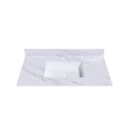 43 Inch Marble Vanity Top, White Vanity Top with 1 Pre-drilled Faucet Holes, Bathroom Vanity Top with Undermount Rectangular Middle Sink and 4" Height Backsplash, The Cabinet are not Included