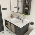 thumbnail image 1 of 43 Inch Marble Vanity Top, White Vanity Top with 3 Pre-drilled Faucet Holes, Bathroom Vanity Top with Undermount Rectangular Middle Sink and 4" Height Backsplash, The Cabinet are not Included, 1 of 10