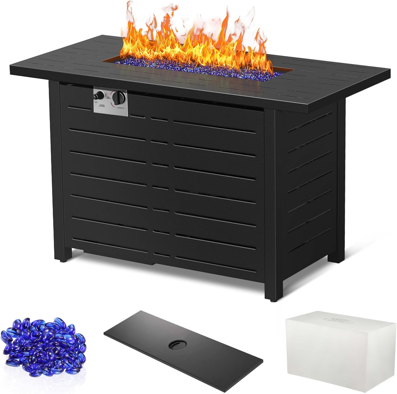 43-Inch Propane Fire Pit Table, 50,000 BTU Outdoor Gas Firepit with ...