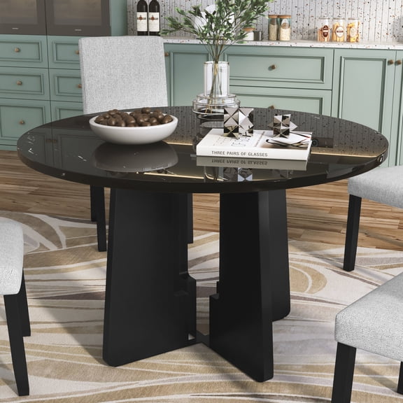 43-Inch Round MDF Dining Table - Solid and Practical for Home Use