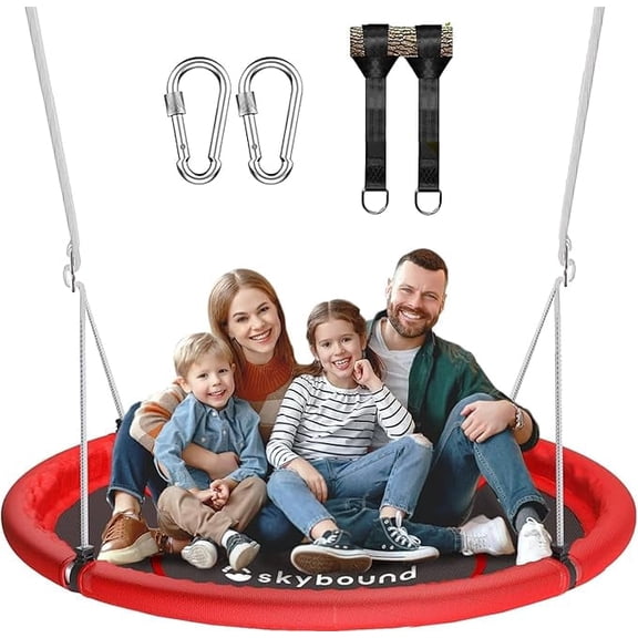 43 Inch Saucer Tree Swing Heavy-Duty Galvanized Steel Frame 600 LBS With Strap