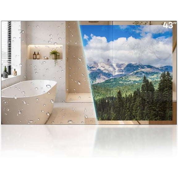 43 Inch Smart Mirror TV, 4K Waterproof LED TV for Bathrooms and Hotels webOS Televsion ATSC Tunner, Built-in Alexa, Bluetooth & Wi-Fi, Magic Remote with Voice Control