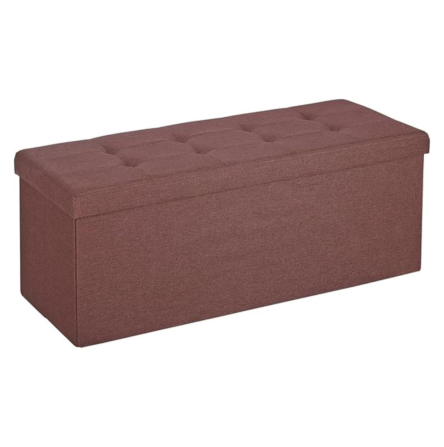 43 Inch Storage Ottoman, Folding Ottoman Footrest with Divider, Padded ...