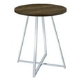 thumbnail image 1 of 43 Inch Tall Modern Bar Table Brown Round Top Polished Chrome Flared Legs - Saltoro Sherpi, 1 of 5