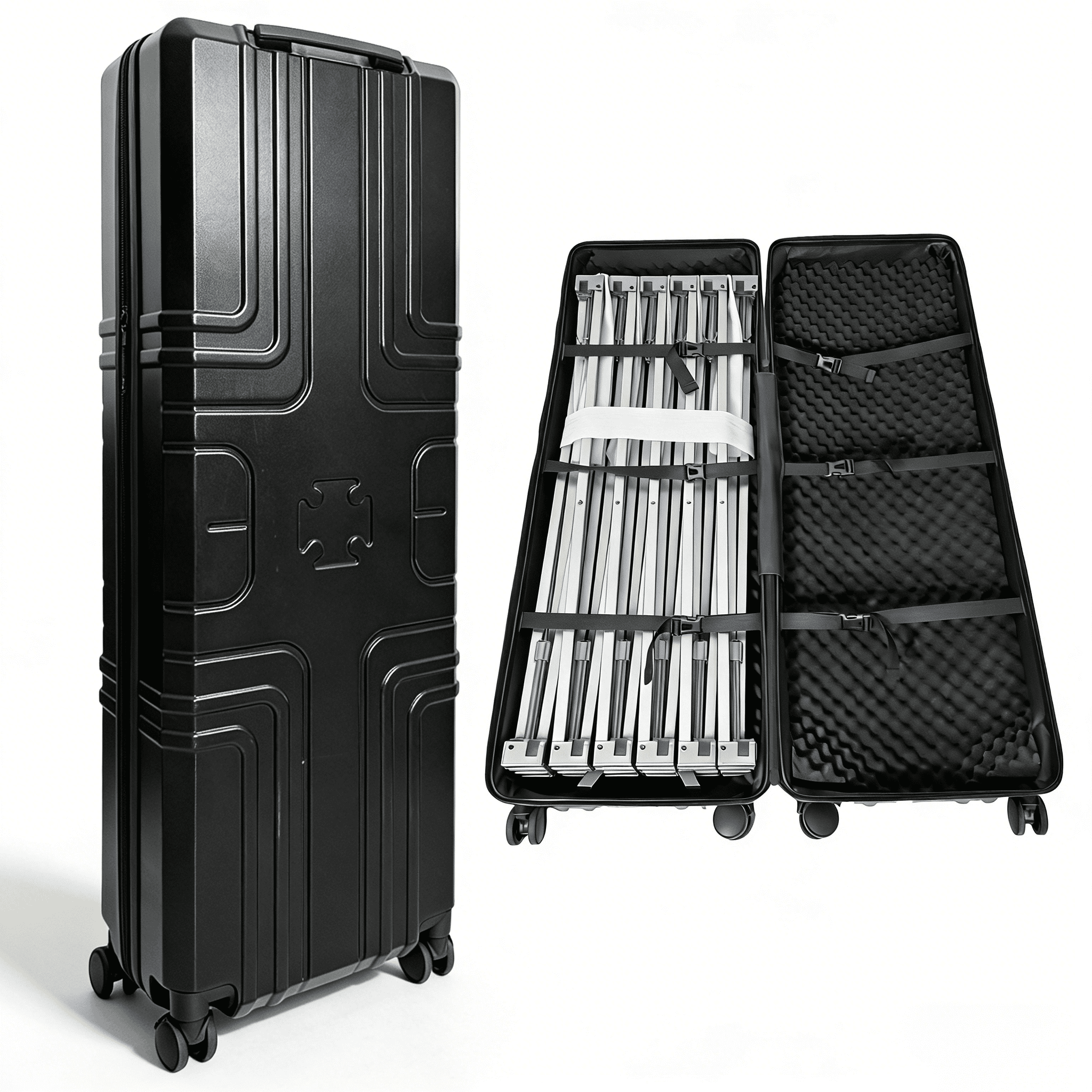 43 inch Trade Show Carrying Case with Wheels, Heavy Duty Hard Shell ...