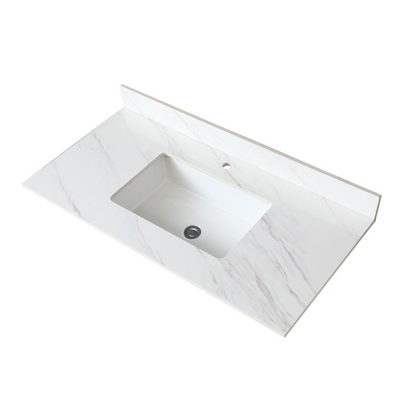 43 Inch Vanity Top in Carrara Pattern with Sink / Heat - resistant, Convenient Bathroom Use
