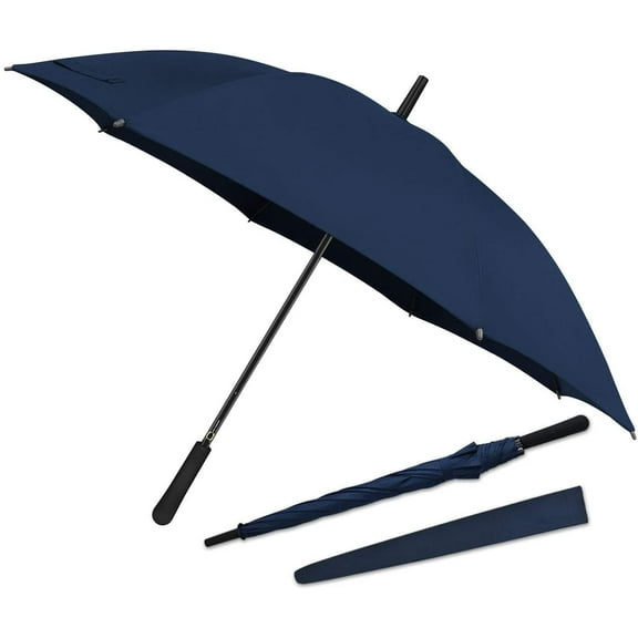 43 In Long Stick Umbrella for Men and Women, Automatic Open, Double Strong Umbrella Bone for Outdoor Use, Rain & Wind Resistant Umbrellas-Purplish Blue