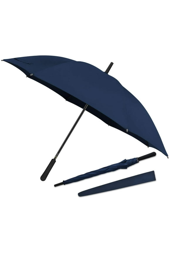 43 In Long Stick Umbrella for Men and Women, Automatic Open, Double Strong Umbrella Bone for Outdoor Use, Rain & Wind Resistant Umbrellas-Purplish Blue