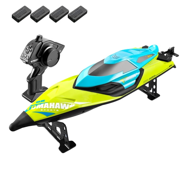 43+ MPH RC Boat for Adults, 20 Inch High-Speed Remote Control Racing Boat for Lakes and Pools, Self-Righting, 2.4GHz, Water-Cooled Motor, Green (4 Battery)