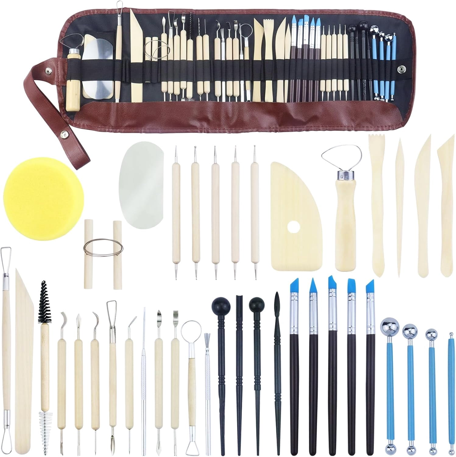 43 PCS Clay Tool, Sculpting Tools Kit – Stainless Steel Pottery with Storage Bag for Ceramics,Clay Art&DIY Crafting,Also Beginners, Hobbyists, Artists