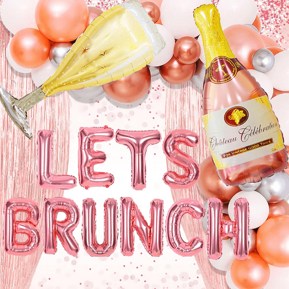 43 PCS Lets Brunch Decoration Brunch and Bubbly Bridal Shower Decoration Lets Brunch Sign Banner Floral Bridal Shower Decoration