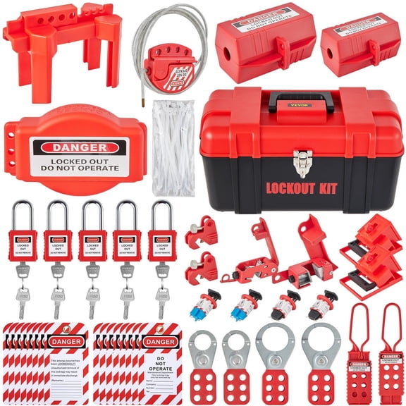 43 PCS Lockout Tagout Kit Electrical Safety LOTO Kit with Padlocks 5 Types of Lockouts Hasps Tags Ties Box for Industrial Machinery Electrical Risk Removal