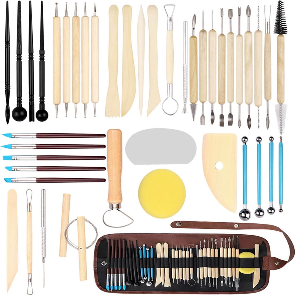 43 Pack Clay Tool Sculpting Pottery Tool Pack Modeling Clay Sculpture Set Double Side DIY Wood Handle Ceramics Tool