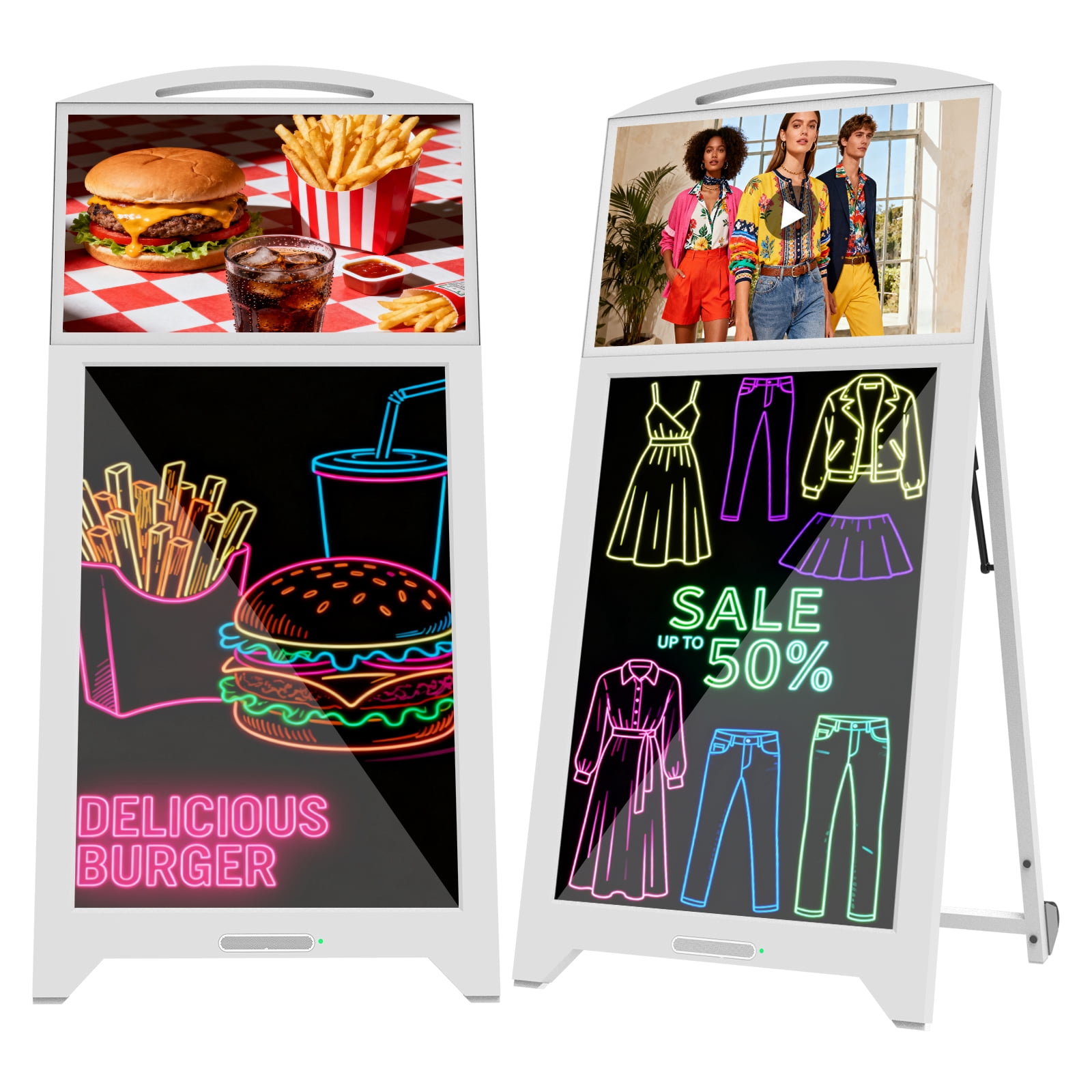 43'' Portable Digital Signage with 21.5'' LCD Screen and 32'' LED ...