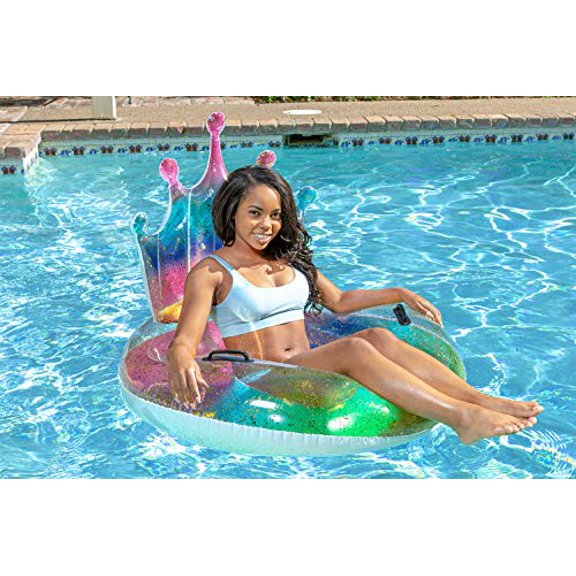 43" Rainbow Glitter Tiara Swimming Pool Inflatable Inner Tube