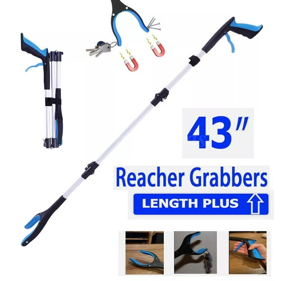 43" Reacher Grabber Pickup Tool 1 Pack, Kekoy Hand Reachers and Grabbers for Seniors for Reach Heavy Duty, Foldable Reaching Assist Aid Pick up Tool
