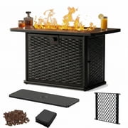43 Rectangular Propane Fire Pit Table - 60,000 BTU Gas Fire Pit with Waterproof Cover & Lava Rocks for Outdoor Garden, Deck, Backyard, CSA-Certified