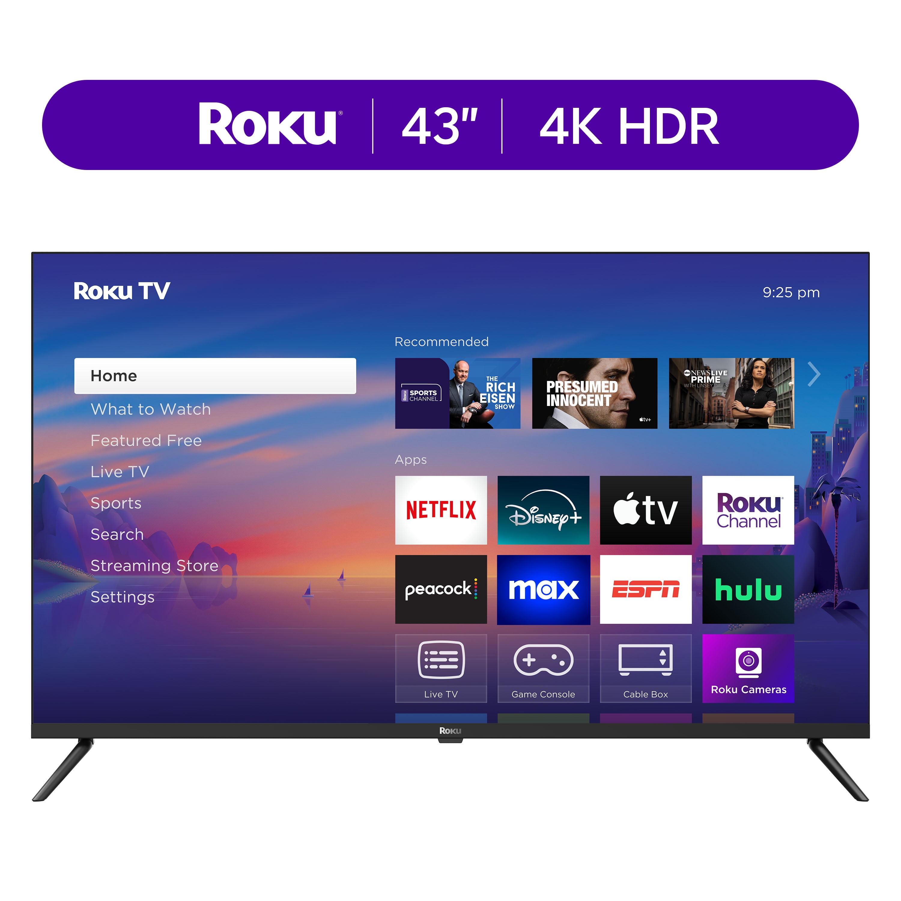 Roku Smart TV 2025 43-Inch Select Series, 4K HDR TV Roku TV with Enhanced Voice Remote