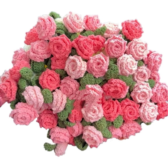 43" Rose Bouquet Throw Blanket, 3D Floral Sofa Blanket with 52 Handcrafted Roses, Decorative Soft Yarn Shawl and Photo Prop for Living Room and Bedroom