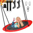 thumbnail image 1 of 43" Saucer Tree Swing 700lbs Round Swing For Kids,Waterproof 360 Rotate, w/ 1 Swivel,2 Adjustable Ropes&2 Hanging Straps,Easy To Install,Outdoor Backyard Playground,Red, 1 of 8
