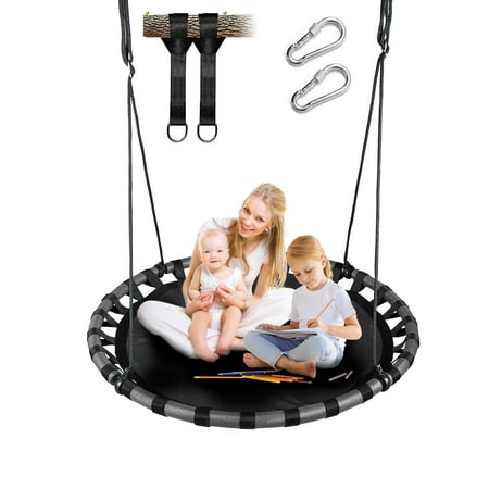 43" Saucer Tree Swing for Kids, Waterproof Flying Saucer Swing Round Mat Spinner Swing for Tree/Swing Set
