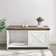 thumbnail image 1 of 43" Sliding X Door Litter Box Bench with Circle Cutout in Rustic Oak/Solid White, 1 of 4