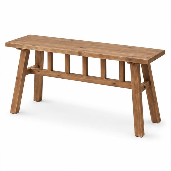 43" Solid Wood Bench, Farmhouse Rustic Entryway Bench Seat | Narrow Bed Seat for Hallway, Kitchen, Dining Area, Bedroom, Natural Handcrafted Finish