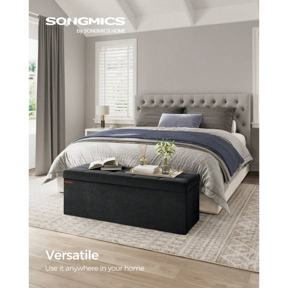 43" Storage Ottoman Bench Folding Velvet Footrest Stool 2 Extra Storage Boxes Removable Divider Hold Up To 660 Lb For Entryway Living Room Bedroom Back To School Dormitory Storage