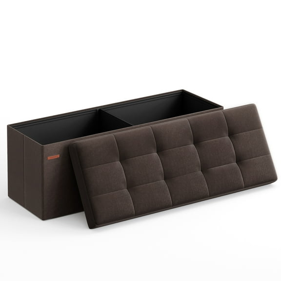 SONGMICS 43" Storage Ottoman Bench Hold up to 660lb Ottoman with Storage Brown