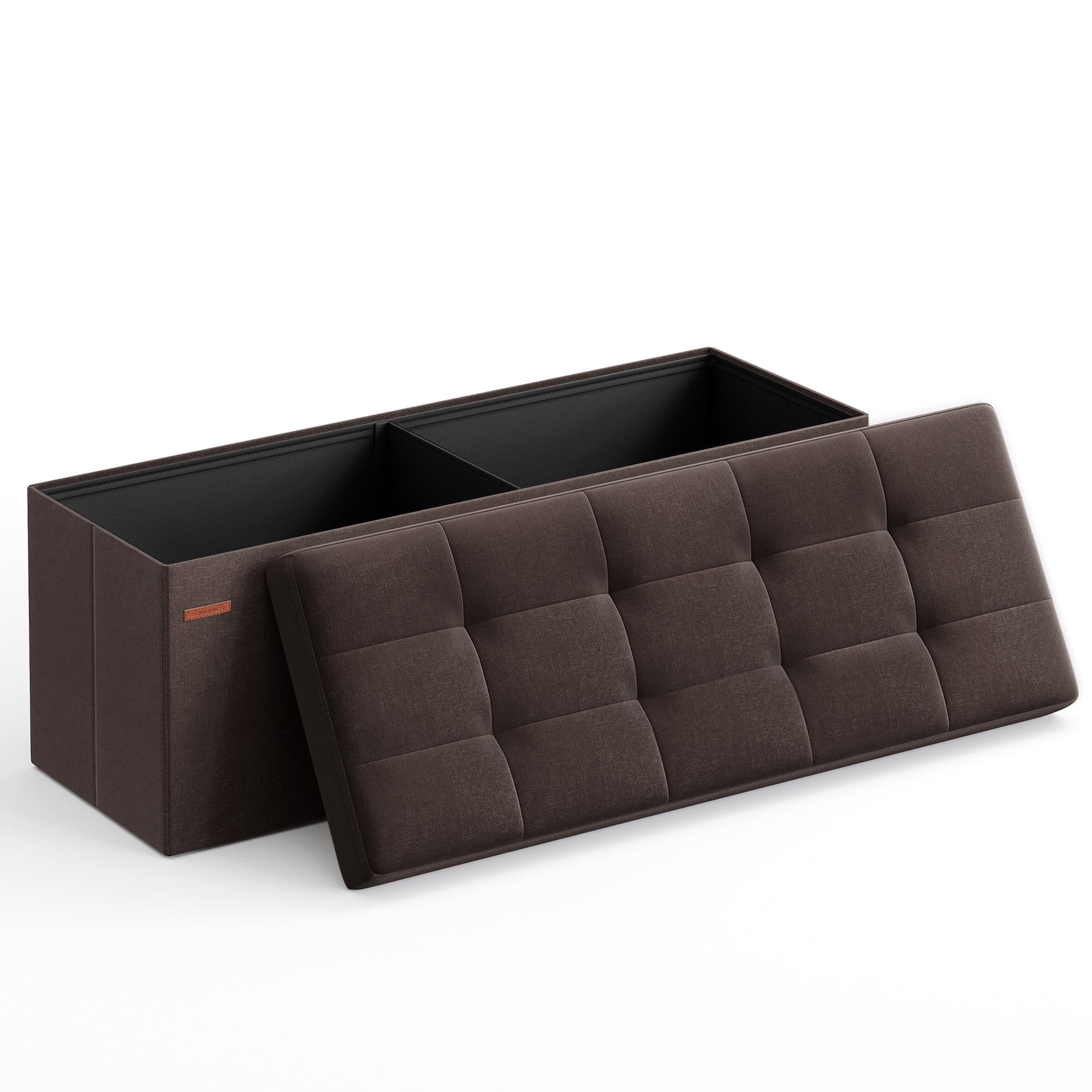 SONGMICS 43" Storage Ottoman Bench Hold up to 660lb Ottoman with Storage Brown