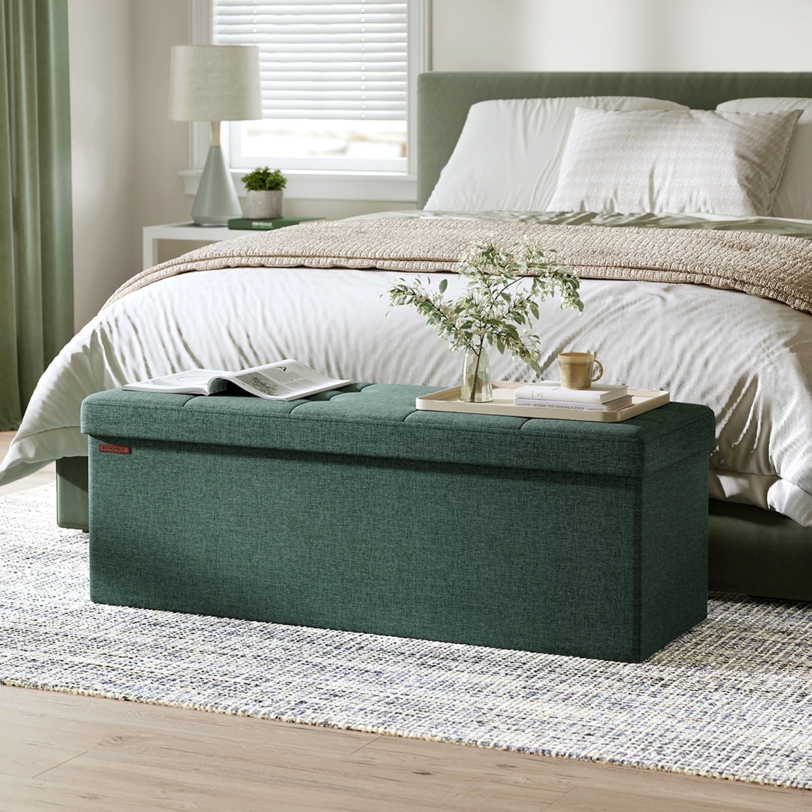 SONGMICS 43" Storage Ottoman Bench Hold up to 660lb Ottoman with Storage Retro Green - Walmart.com