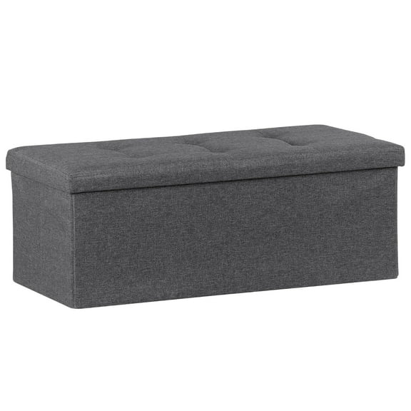 43" Storage Ottoman Bench with Thick Foam Padded Seat, Foldable Foot Rest, Multi-Functional Storage Box for Living Room/Entryway/Bedroom