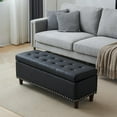 thumbnail image 1 of 43" Storage Ottoman Tufted Bed End Bench with Organization Faux Leather Foot Stool Toy Chest with Lid for Living Room, Bedroom, Entryway, Black, 1 of 13