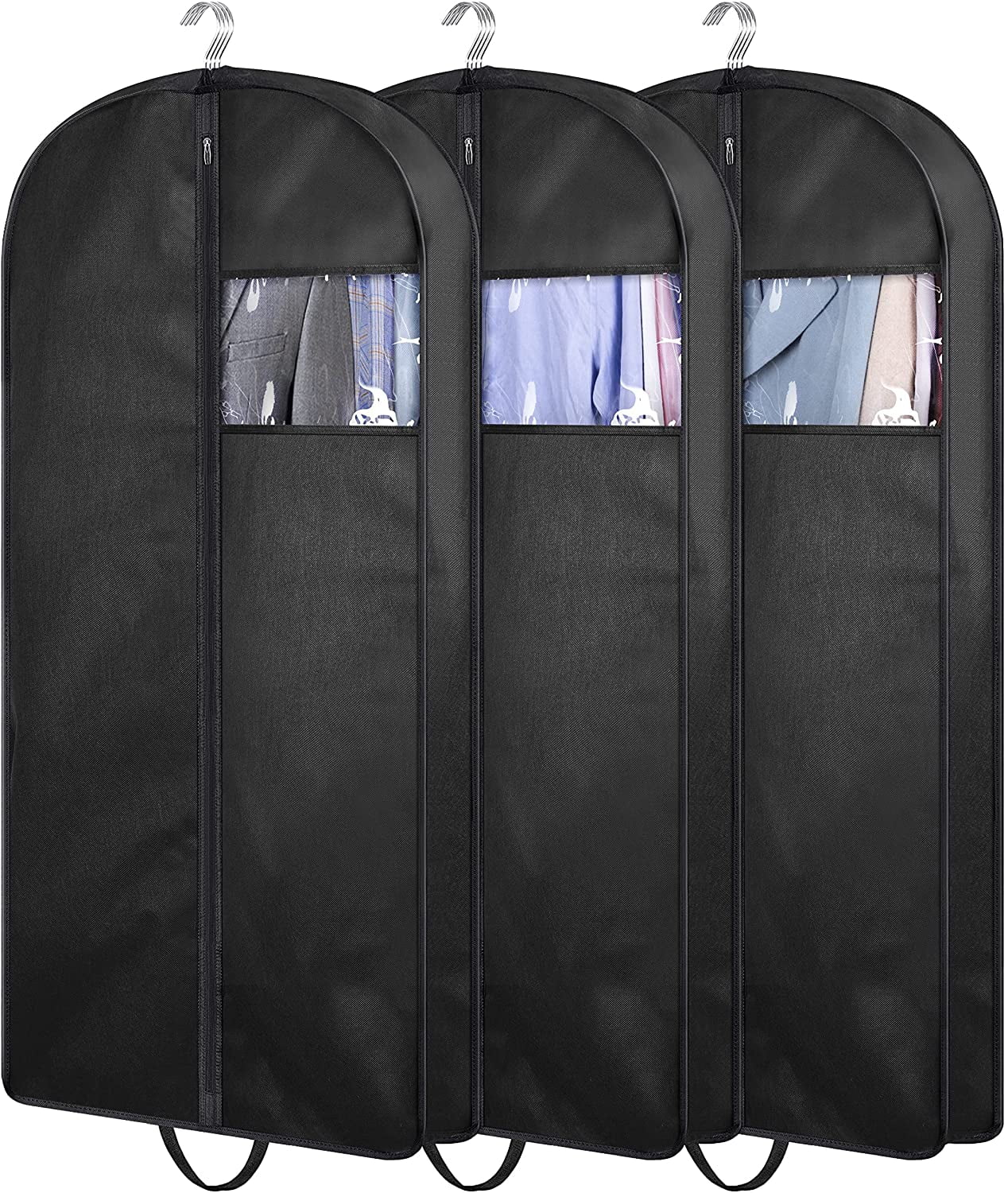 KIMBORA 43" Suit Bags for Closet Storage and Travel, Gusseted Hanging Garment Men Cover With Handles Clothes, Coats, Jackets, Shirts（3 Packs）