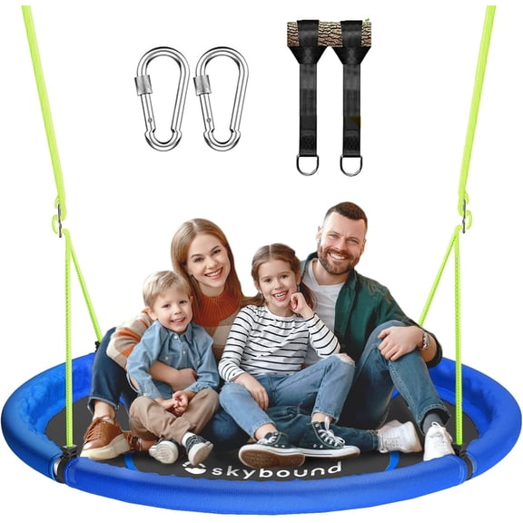 43" Tree Swing 600LB Weight Capacity - Outdoor Waterproof Flying Saucer Swing with Hanging carabiners
