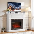 thumbnail image 1 of 41''W Electric Fireplace with Mantel, Legahome 23'' Freestanding Fireplace Heater with Remote Control, Adjustable Flame, Fireplace TV Stand for 42 inch TV, Living Room Bedroom, 1400W, White, 1 of 10