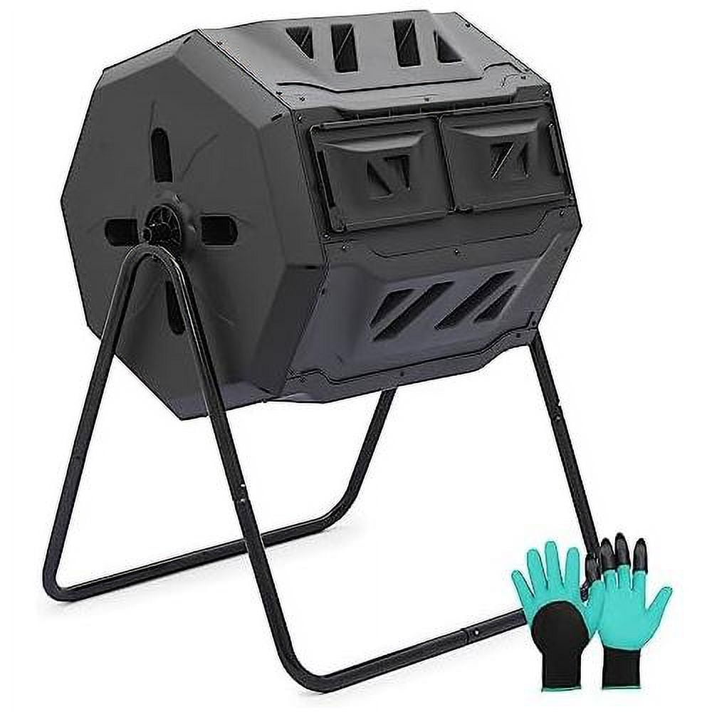 43 gallon compost , outdoor bpa large dual chamber tumbling compost bin