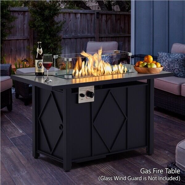 43 in Propane Fire Pit Table 50,000 BTU Firepit Table w/ Ceramic