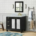 thumbnail image 1 of 43 in. Single Oval Sink Vanity with Carrara Marble Top, Dark Gray & White - Right Door & Sink, 1 of 1
