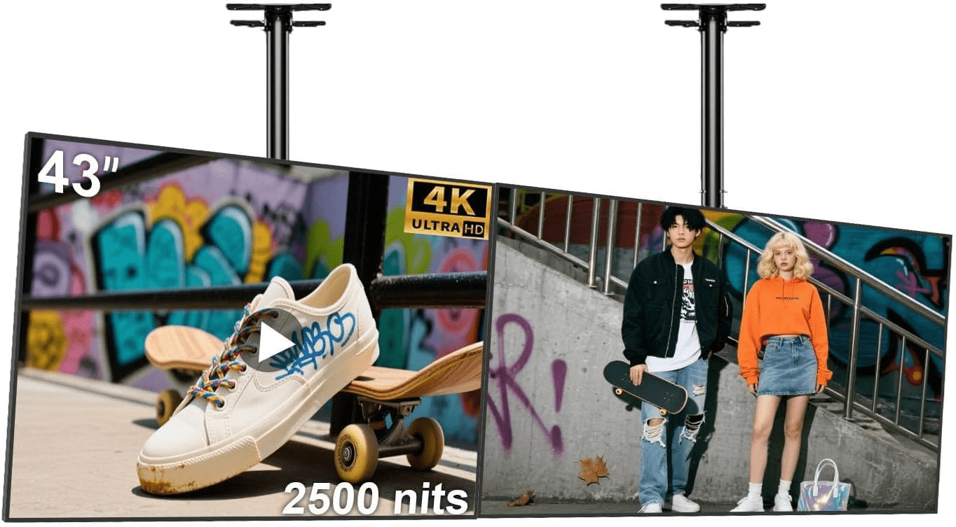 Digital Signage Split Screen 43 inch Digital Signage Display, 4K UHD 2500nits High Brightness ...