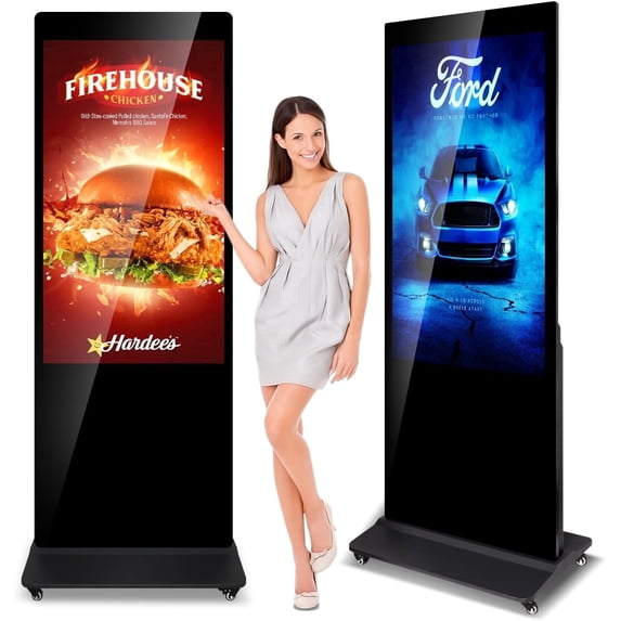 43 inch Digital Signage Floor Standing 2K Resolution Digital Signage Kiosk, LCD Digital Signage Kiosk, Android 11 OS Touch Screen with WiFi HDMI/USB Input Digital Signage Player