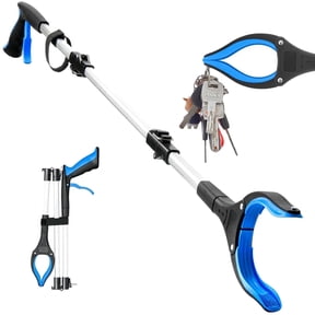 43 inch Extra Long Grabber Reaching Tool,Foldable Pick up Stick with Strong Grip Magnetic,360°Rotating Anti-Slip Jaw,Trash Claw Reacher Grabber Tool,Trash Picker Tool (Blue)