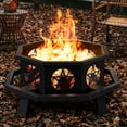 thumbnail image 1 of 43 inch Fire Pit, Outdoor Fire Pits with Cooking Grill, Wood Burning Fire Pits for Outside, Octagonal Heavy Duty Large Firepit with Poker for Bonfire, Backyard, Camping, Patio, Picnic, 1 of 14