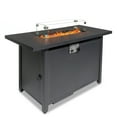 thumbnail image 1 of 43 inch Fire Pit Table, 50,000 BTU Auto-Ignition Propane Fire Pit Table with Glass Wind Guard, Metal Tabletop, Lid, Volcanic Stones and Cover, 2-in-1 Fire Pit for Yard, Garden, Deck, Black, 1 of 10